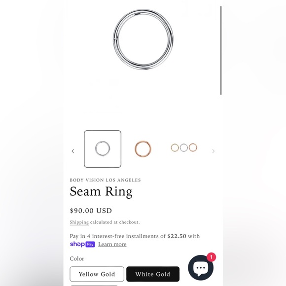 BVLA 14k White Gold, Seam Nose Hoop/Ring, (18g, 9/32 width) - Picture 2 of 4